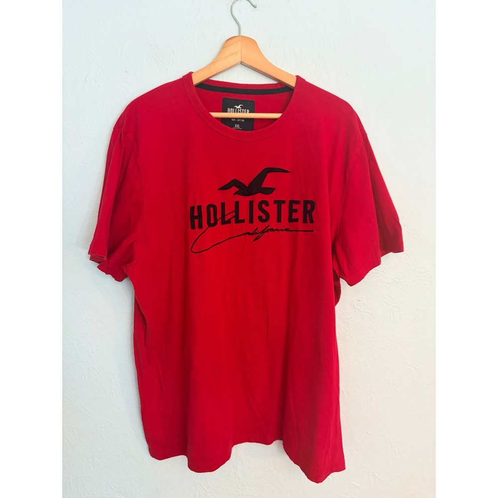 Hollister T-Shirt XXL Red Graphic Logo California Surf Casual Tee